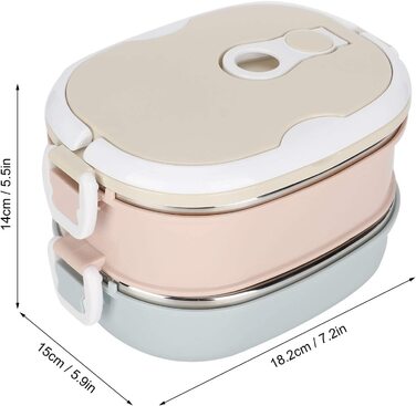 Ланч-бокс з нержавіючої сталі, герметичний, портативний термоланч-бокс з ручкою, 18x15 см, 2 шари