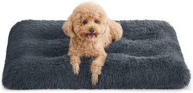 Підстилка для собак FEANDREA, подушка для собак, пухнастий килимок для собак, довгий плюш, 95 х 60 см, м'яка набивка, можна прати в пральній машині, кошик для собак, багатофункціональна, портативна, PGW202G01 (м (80 х 50 см), темно-сірого кольору)