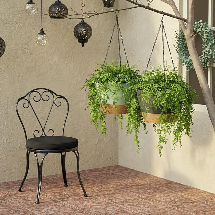 Пластиковий підвісний горщик для квітів ZMTECH 25 см з підставкою (2 шт., зелений)