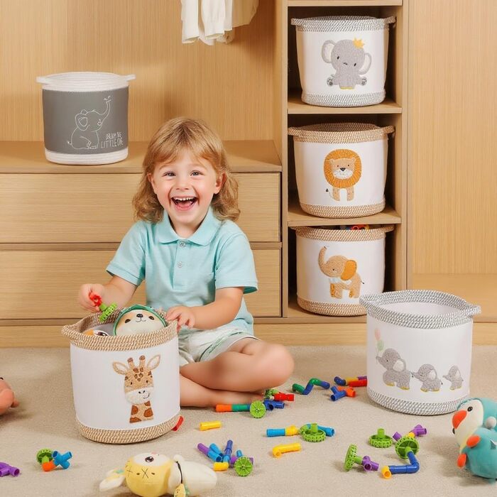 Набір кошиків для зберігання 3 шт. плетені кошики для іграшок, білизни, дитяча кімната, органайзер для іграшок, одягу, м'яких іграшок, місткі та надійні кошики, жовтий колір