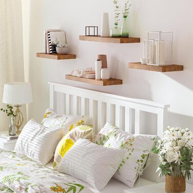 Полиця настінна HOOBRO 2 шт, плаваюча, 60x20x3.8 см, темно-коричнева. Настінні полиці для ванної, спальні, кухні, офісу, вітальні