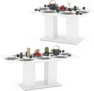 Розсувний обідній стіл Vicco Dix, дуб Goldkraft, 140 x 90 см, колір білий / Flyaway Orchidee