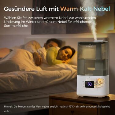 Зволожувач повітря Luxaid HU-802 4.5л з пультом, гігростатом та таймером для спальні та великих приміщень. Тихий зволожувач для дитячої кімнати.