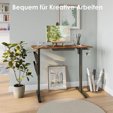 Електричний регульований стіл 120x60 см з пам'яттю висоти. Стіл для стоячи/сидячи, з висувними ящиками, коричневий, для дому/офісу/навчання.