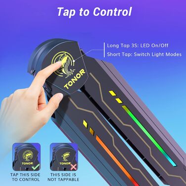 Мікрофон геймерський TONOR з RGB підсвіткою та тримачем - регульований мікрофонний кронштейн T90 з 11 ефектами для стрімінгу