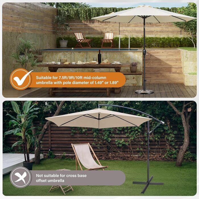 Міцний стійка для парасольки InfiniPower на 22,7 кг, для вулиці, газону, тераси, басейну, чорного кольору