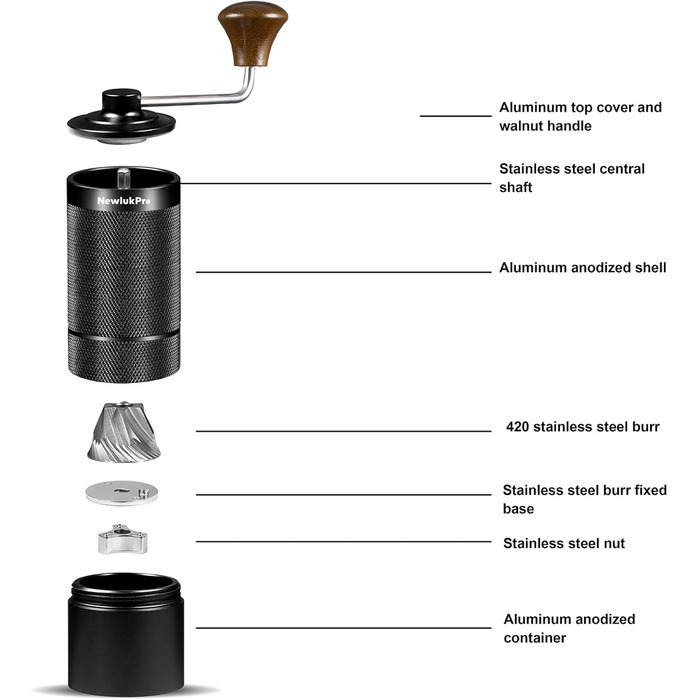 Ручна кавомолка M6 для приготування еспресо, 25г, з шліфувальним механізмом Hexagonal, портативна
