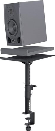 Стійка для акустики Sprenger з кріпленням для столу – регулювання ±20°, до 28кг – з демпфером з піни – стабільна та міцна – для студії, столу та DJ-setup – чорний колір