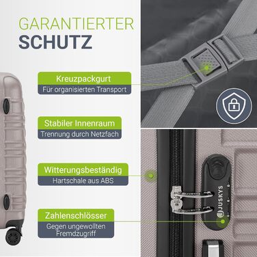 Набір валіз Juskys Hartschale 3-в-1 з кодовим замком, тихими колесами 360°, телескопічною ручкою, легкий, колір шампань