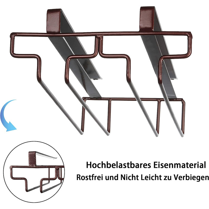 Підставка для келихів FOMANSH під шафу, підставка для келихів келихи на ніжках, підвісна полиця для келихів металеве кріплення для келихів, місце для зберігання келихів для кухні, бару і ресторану, (2 ряди, коричневого кольору)