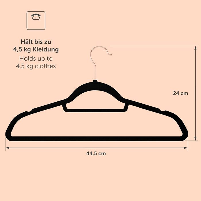 Набір вешалок для одягу Blumtal 50 шт. - обертаються на 360°, міцні, економія місця, неслизькі - рожеві оксамитові вішалки з покриттям, 100 шт. (рожеве золото / чорний)