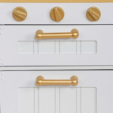 Дерев'яна дитяча кухня Mamabrum з LED-підсвічуванням - іграшковий кухонний набір з висотою, що регулюється, з приготуванням кубиків льоду, мікрохвильовою піччю, плитою та посудомийною машиною - іграшка для дітей від 3 років (Білий)