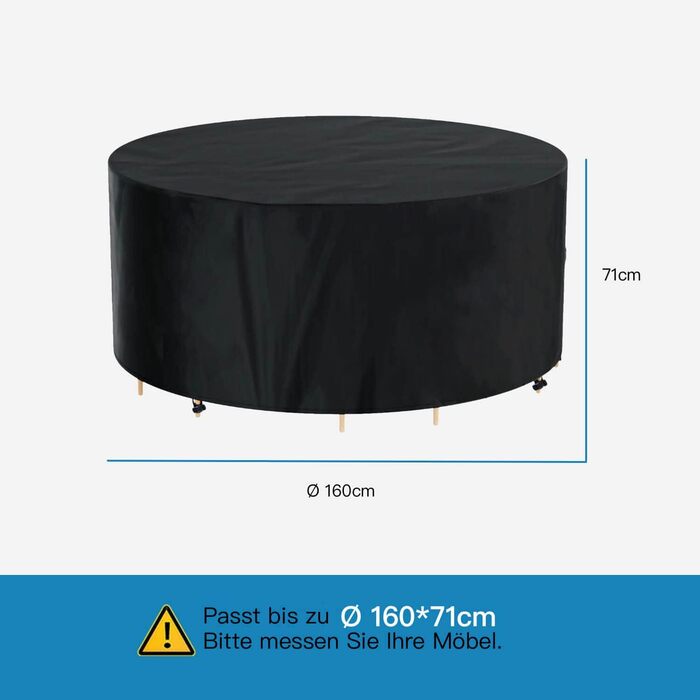 Накладка для садово-патіо меблів Awnic, зимостійка, важка, 420D Oxford, водонепроникна, анти-UV, міцна, прямокутна (160x71 см)