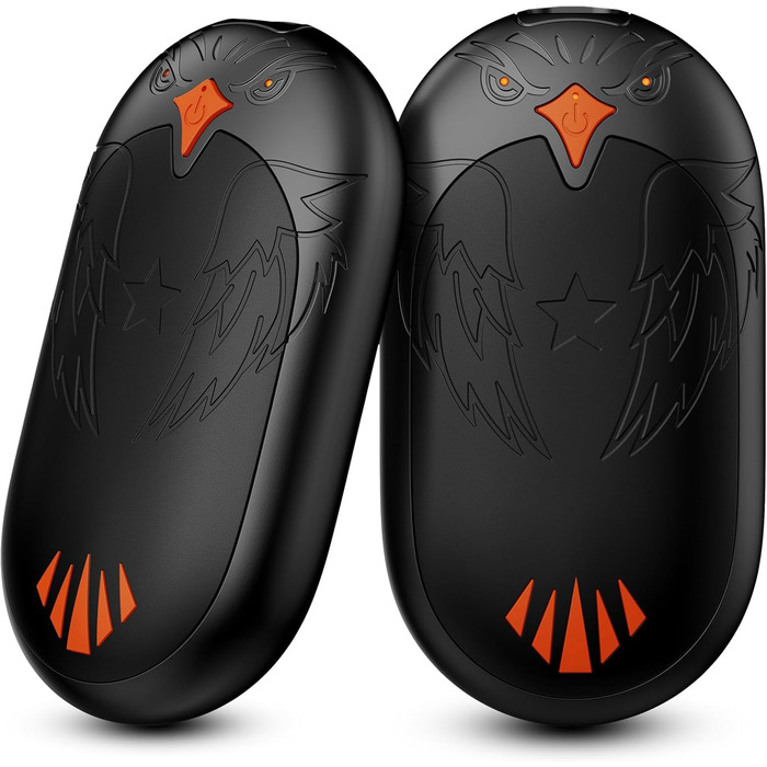 Електричні грілки для рук 2 шт. з підзарядкою USB, портативні кишенькові грілки 2-в-1 з 3 режимами нагріву, до 24 годин тепла, багаторазові, для активного відпочинку взимку (чорний, магнітні)