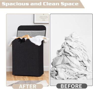 Кошик для білизни BRIAN & DANY з 3 відділеннями та кришкою, 145л, чорний