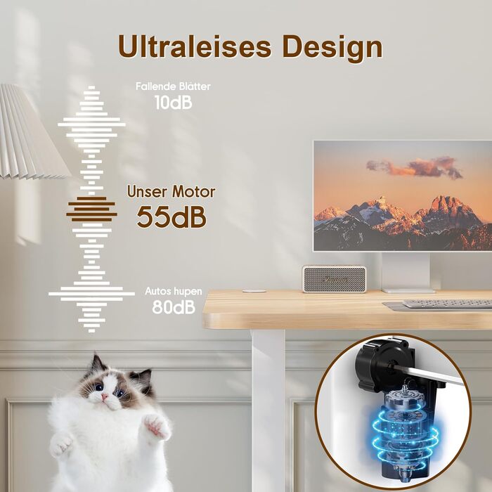 Електричний регульований стіл JUMMICO 100x60 см, бежевий, з USB-портом для зарядки