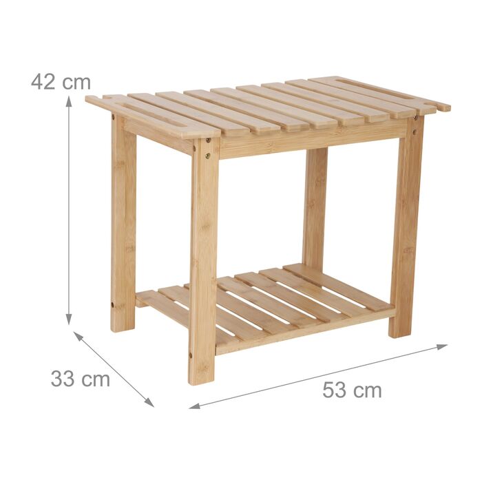 Стілець-пуф Relaxdays з бамбукової рами та полицею