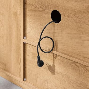 Кухонна шафа SoBuy з мікрохвильовою нішею, ламеленими дверцятами та буфетом, 107×40×85 см (Eiche-Schwarz)