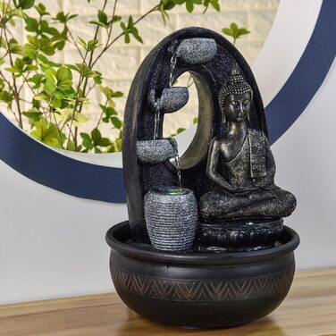 Водоспад Zen'Light Zimmerbrunnen Buddha Harmonie: фонтан Будди з LED-підсвічуванням, 40 см