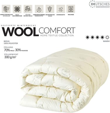 Вовняна ковдра Wool Comfort - Winterwarm 155x220 - м'яка мікрофібра