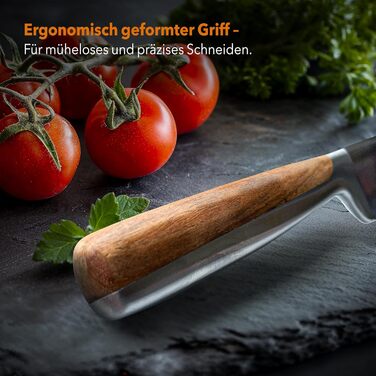 Набір ножів у блоці (6 шт) Premium – професійний кухонний набір з магнітного блоку з акації (чорний, з керамічним покриттям)