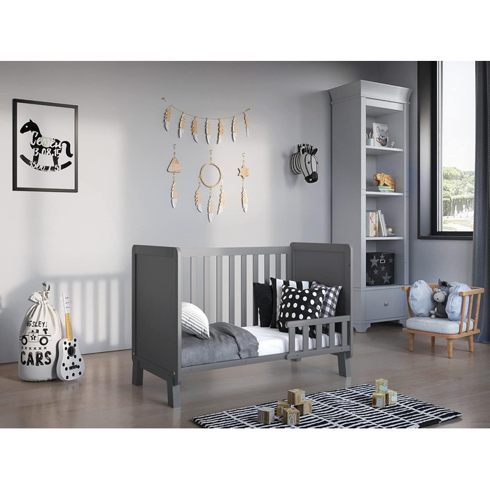 Дитяче ліжко-приліжкова ліжечко Love For Sleep 120x60 з матрацом з піною Aloe Vera, сіре - ліжко для новонароджених, збірна конструкція