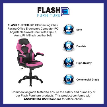 Ігрове крісло Flash Furniture з високою спинкою-ергономічне офісне крісло з регульованими підлокітниками і сітчастою тканиною-ідеально підходить як для гри в азартні ігри, так і для домашнього офісу (рожевий)