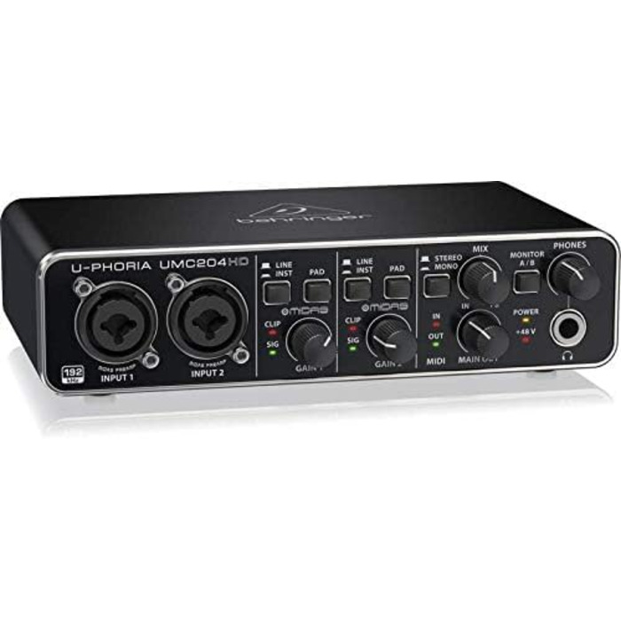 Аудіоінтерфейс Behringer U-PHORIA UMC204HD 2x4, USB, 24-біт/192 кГц, з мікрофонними підсилювачами Midas