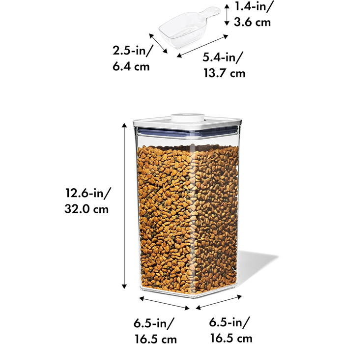 OXO Good Grips Pet POP Контейнер для корму тварин – 4,2 л з лопаткою | Ідеально для собак до 1,8 кг або котів до 1,6 кг | Герметичний, BPA-free