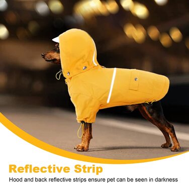 Дощовик для собак водонепроникне пальто для собак зі знімним капюшоном дощовик для собак дощовик для собак дощовик пончо від дощу зі світловідбиваючою смугою для маленьких собак середнього розміру (Жовтий, S) S жовтий