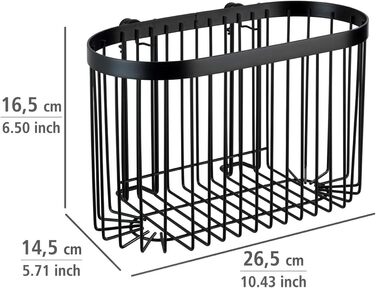 Настінна полиця, полиця для ванної кімнати з високоякісним захистом від іржі, сталь, 26,5 x 33 x 14,5 см, чорна (1 поверх)