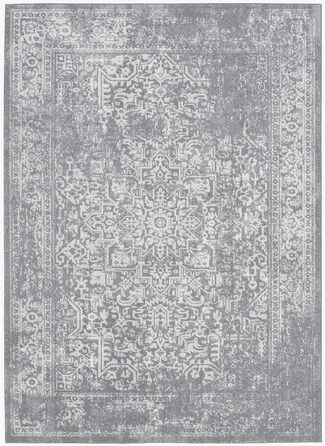 Перехідний килим SAFAVIEH для вітальні, їдальні, спальні - колекція Evoke, короткий ворс, срібло та слонова кістка, 122 X 183 см (6 футів 7 дюймів x 9 футів, срібло / слонова кістка)