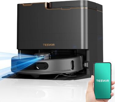 Робот-пилосос Tesvor S8 Pro з функцією миття - 8000Pa, 3в1, LiDAR-навігація, 240 хв роботи, керування через додаток/Alexa, для шерсті тварин, килимів та твердих підлог