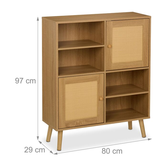 Тумбочка Relaxdays з 2 ротанговими дверцятами
