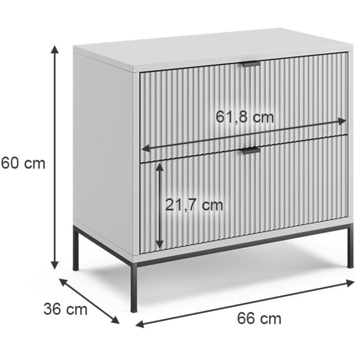 Приліжкова тумбочка Vicco Eliza, сіра, 66 x 60 см, Набір з 2 шт.