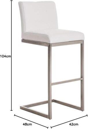 Барний стілець Paros з нержавіючої сталі, оббивка з тканини, з підлокітниками та ергономічною підніжкою, багато кольорів, колір: білий