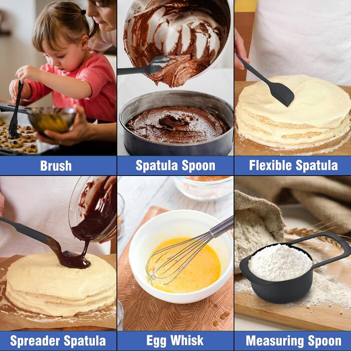 Набір міксерів BEWOS 7 шт. з кришкою, нержавіюча сталь, різні розміри, з терткою, антиковзаюче дно, чорний