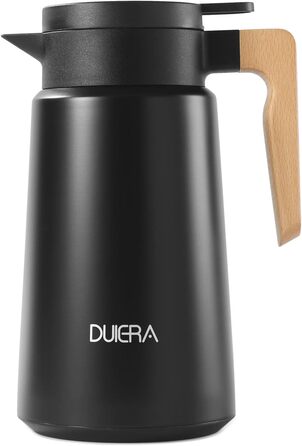 Карафа для кави DUIERA, 1,8 л, з подвійними стінками, нержавіюча сталь, чорна