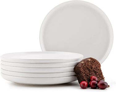 Консімо. Тарілки для сніданку на 6 персон - Набір тарілок для тортів з 6 штук - Керамічні десертні тарілки - VICTO Modern Маленькі тарілки - 20 см - (Білі)