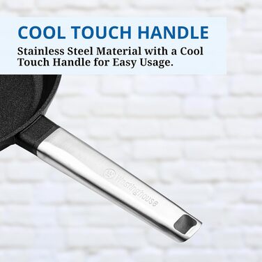 Сковорода-гриль Westinghouse PERFORMANCE SERIES 28 см з нержавіючої сталі, для індукції, газової плити, духовки, з антипригарним покриттям, алюміній, чорна