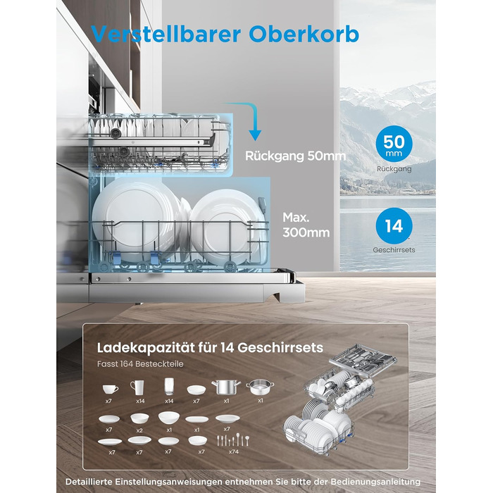 Посудомийна машина Midea SV 5.14K10C, 45 см, 10 комплектів, вбудована, з Wi-Fi, 8 програм, 44 дБ, автоматичне відкриття дверцят, таймер затримки 0-24 год, Inox