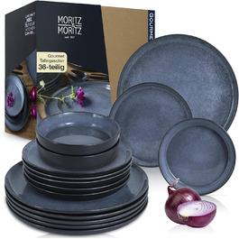 Набір посуду Moritz & Moritz VIDA 18шт на 6 персон Елегантний високоякісний порцеляновий набір тарілок столовий посуд, що складається з 6 обідніх тарілок, 6 десертних тарілок, 6 супових тарілок (набір посуду з 36 предметів)