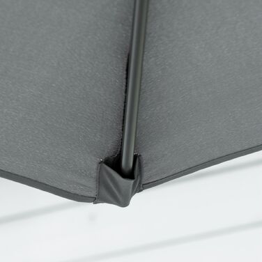 Вітростійкий парасоль для саду Ø293 см з бічною ручкою та хрестоподібною основою, захист від вітру, водовідштовхувальне покриття, темно-сірий