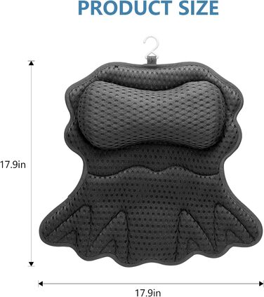 Подушка для ванни SetSail, анатомічна, з 6 присосками, чорна