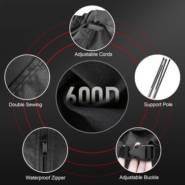 Захисний чохол для парасольки Zettum, 3-4 м, водонепроникний, 600D Oxford PU, UV-стійкий, для саду, 260x42x81/56 см