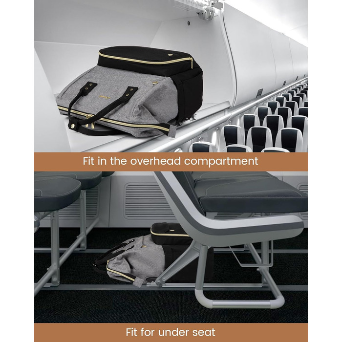 Рюкзак для ноутбука LOVEVOOK для жінок, великий шкільний рюкзак для підлітків, рюкзак ручної поклажі, водонепроникний дизайн, дихаючі плечові лямки, для університету, школи та подорожей, бежево-сірий (17 дюймів, сірий / чорний)