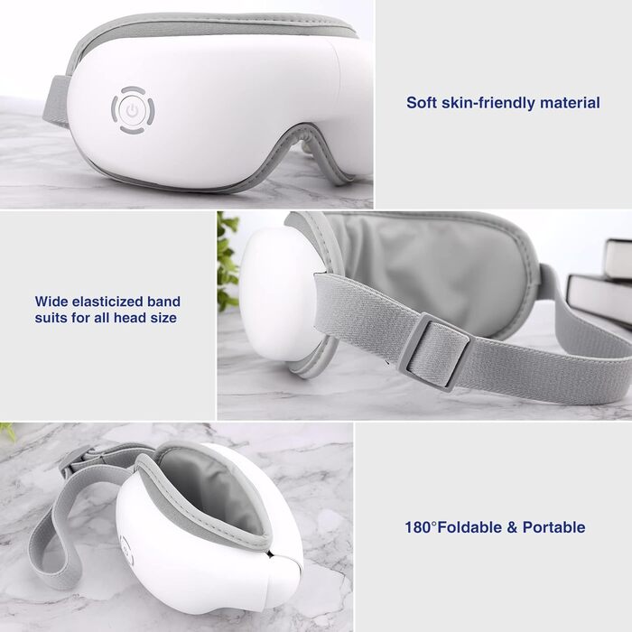 Електричний масажер для очей з підігрівом, вібрацією та Bluetooth, 5 режимів, для зменшення темних кіл та сухості очей, подарунок для сім'ї