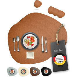 Набори серветок для столу, 4 шт. – екологічні, стійкі та нековзні – преміум шкіра, Made in Germany (Modern, Bison)