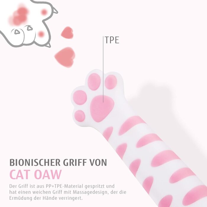 Набір кухонних ножів Hecef: 5 штук у блоці, рожевий, з ручками у формі котів