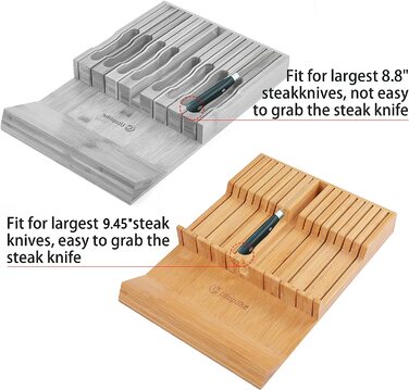 Утопічний бамбуковий ножовий блок для кухонних ножів, тримач для стейкових ножів, підходить для 16 ножів і 1 точильної сталі (органайзер на 16 міс